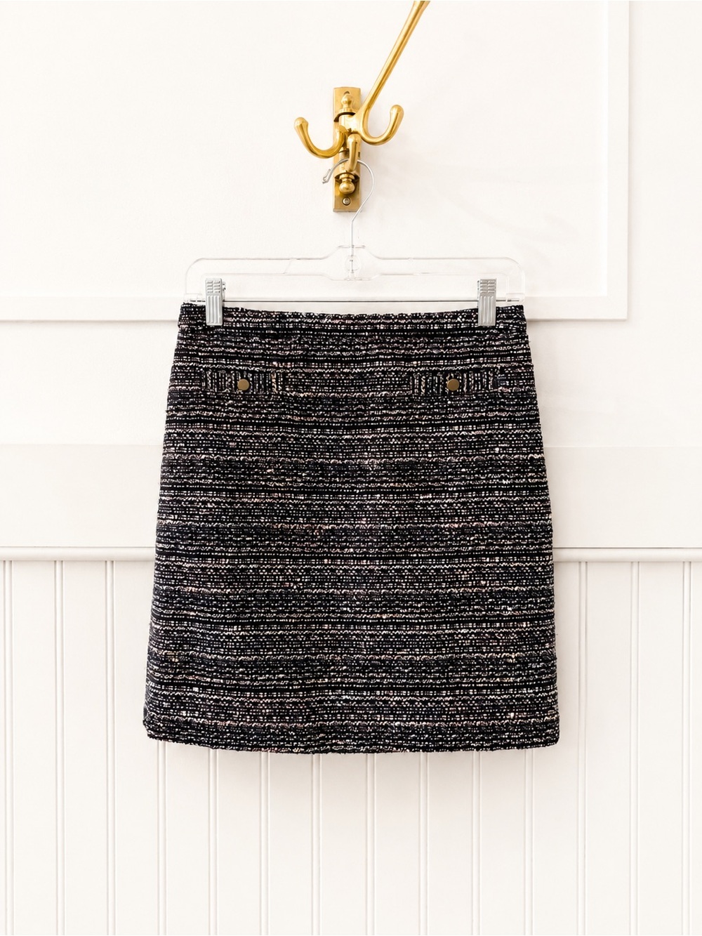 LOFT Black and White Tweed Mini Skirt